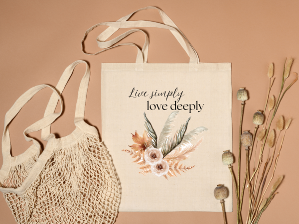 "Live Simply, Love Deeply: Retro Floral Tote Bag for Fall Adventures"