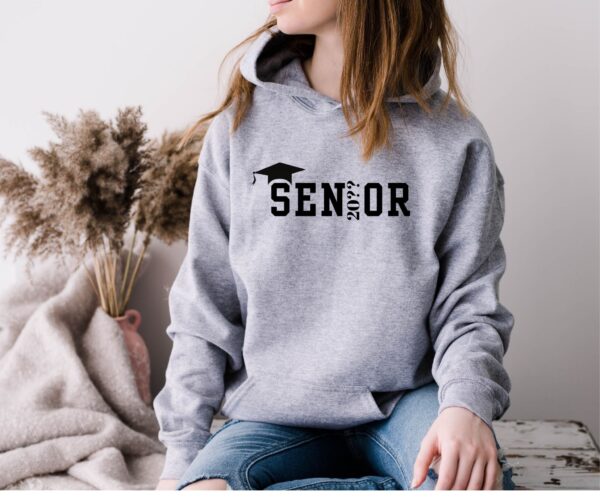 Senior Hoodie for Graduation – Custom Year & Grad Cap Design in 7 Colors - Image 3