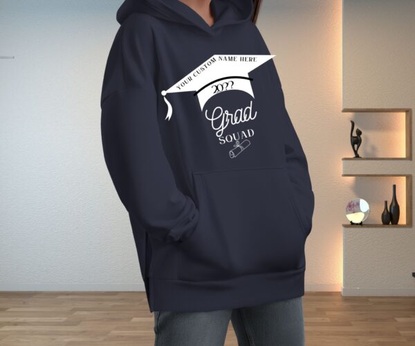 Custom Grad Squad graduation apparel with diploma and cap design