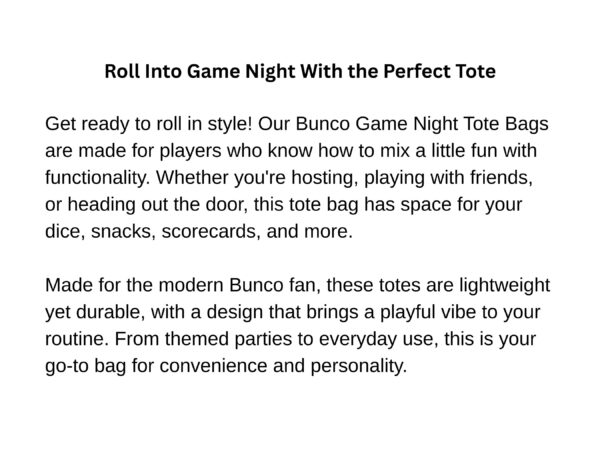 Funny Bunco Tote Bag | Game Night Bag | JoyShop10 - Image 3