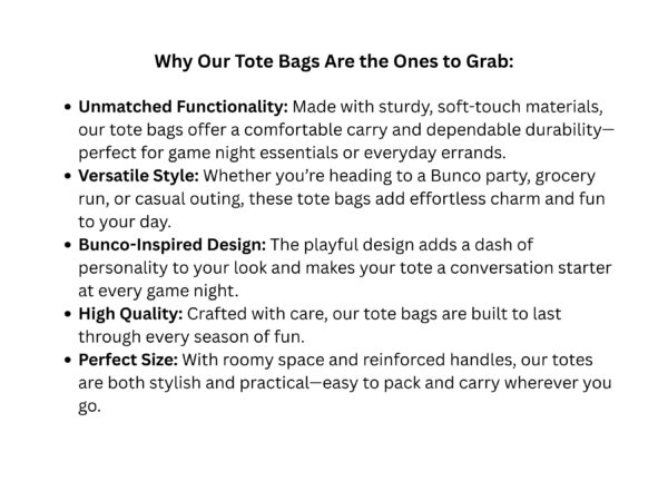 Funny Bunco Tote Bag | Game Night Bag | JoyShop10 - Image 4