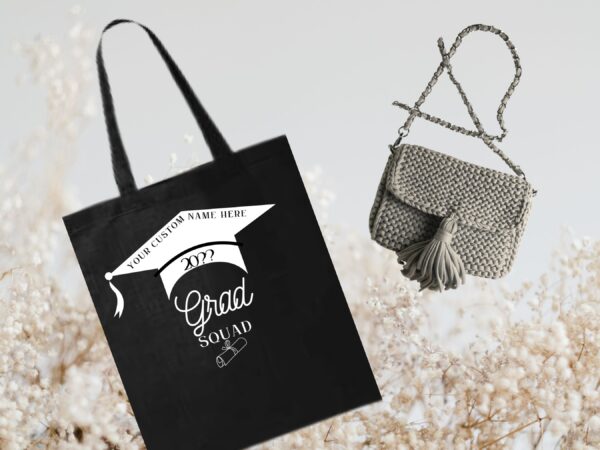 Custom Grad Squad Tote Bag with Name – Personalized Graduation Gift