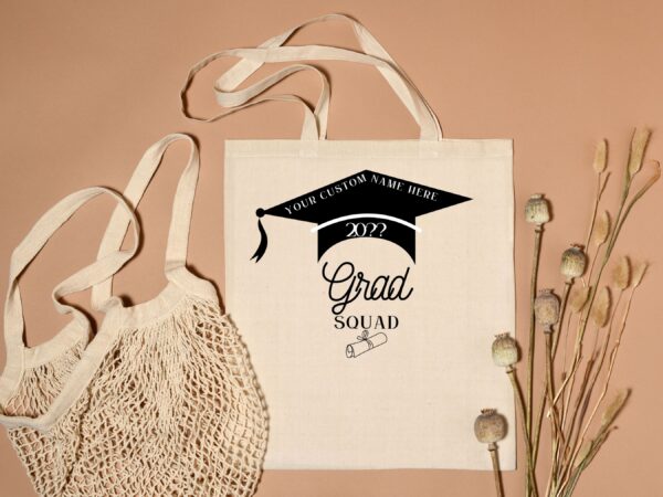 Custom Grad Squad Tote Bag with Name – Personalized Graduation Gift - Image 2