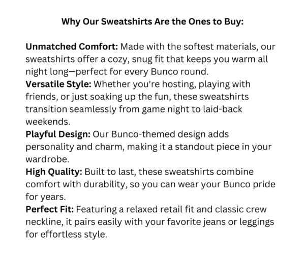 Bunco Sweatshirts – Cozy, Playful Style for Game Night 🎲 - Image 10