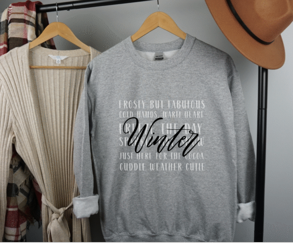 Winter Word Collage Sweatshirt – Cute & Cozy Winter Sayings - Image 3