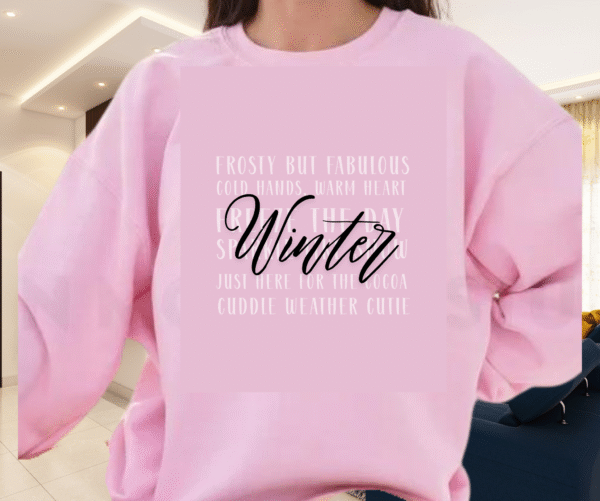Winter Word Collage Sweatshirt – Cute & Cozy Winter Sayings - Image 4