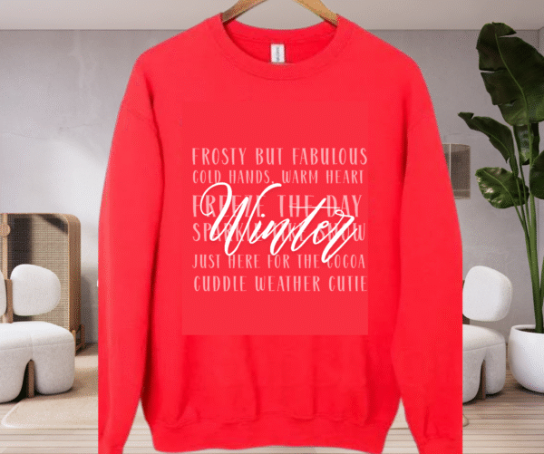 Winter Word Collage Sweatshirt – Cute & Cozy Winter Sayings - Image 5