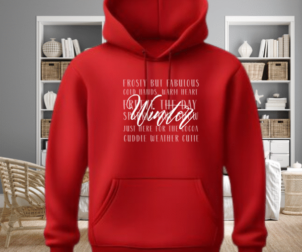 Winter Word Collage Hoodie – Frosty but Fabulous, Cozy  Stylish - Image 5