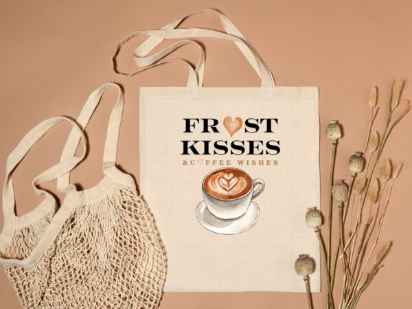 Coffee Wishes Tote Bag | Frost Kisses Winter Tote – JOYSHOP10 - Image 2