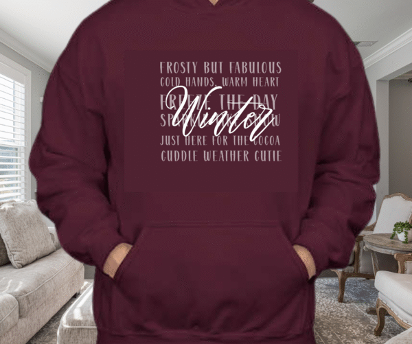 Winter Word Collage Hoodie – Frosty but Fabulous, Cozy  Stylish - Image 6