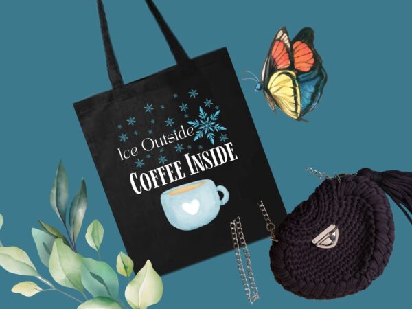 Coffee Lover Tote Bag – Ice Outside Coffee Inside Durable Canvas Bag