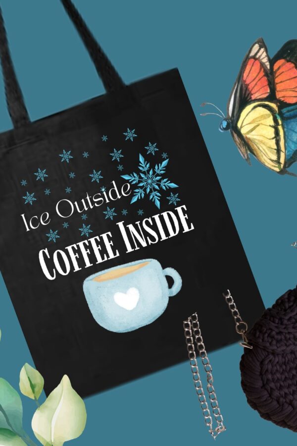 Coffee Lover Tote Bag – Ice Outside Coffee Inside Durable Canvas Bag