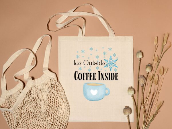 Coffee Lover Tote Bag – Ice Outside Coffee Inside Durable Canvas Bag - Image 3