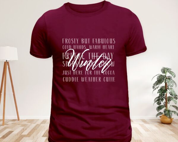 Winter Word Collage T-Shirt – Sparkle Like Snow & Cozy Winter Sayings - Image 3