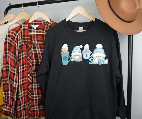 Winter Coffee Gnomes Sweatshirt – cozy winter sweatshirt with coffee and gnome design