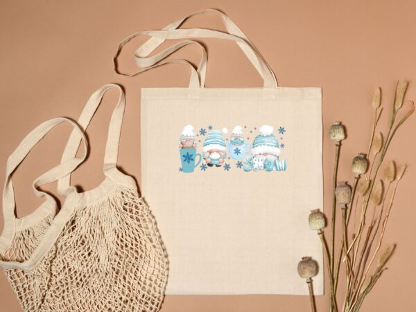 Winter Coffee Gnomes Tote Bag – Cute & Durable Coffee Lover Bag - Image 3