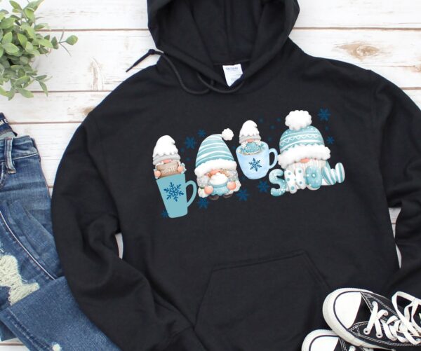 Winter Coffee Gnomes Hoodie Cozy Gnome Hoodie for Coffee Lovers & Winter Vibes