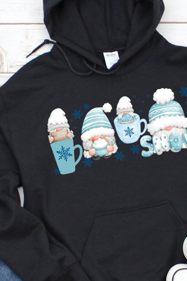 Winter Coffee Gnomes Hoodie Cozy Gnome Hoodie for Coffee Lovers & Winter Vibes