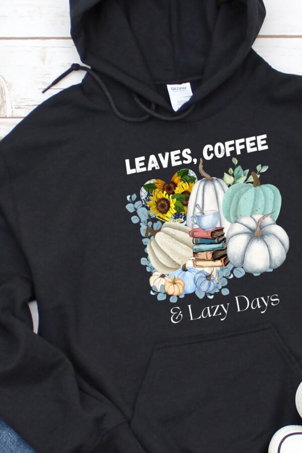Leaves, Lattes & Lazy Days Fall Graphic Tee | Aqua Blue Pumpkin Coffee Shirt | Cozy Autumn Apparel by JoyShop10