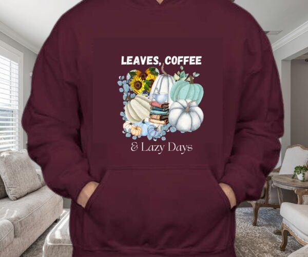 Leaves, Lattes & Lazy Days Fall Graphic Tee | Aqua Blue Pumpkin Coffee Shirt | Cozy Autumn Apparel by JoyShop10 - Image 7