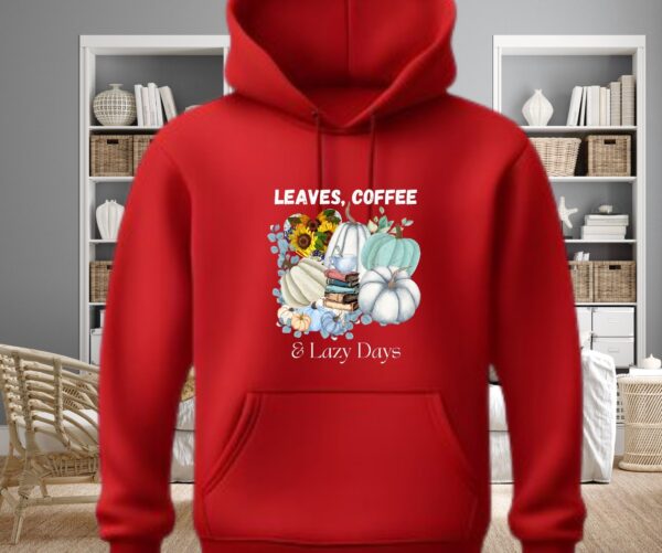 Leaves, Lattes & Lazy Days Fall Graphic Tee | Aqua Blue Pumpkin Coffee Shirt | Cozy Autumn Apparel by JoyShop10 - Image 5